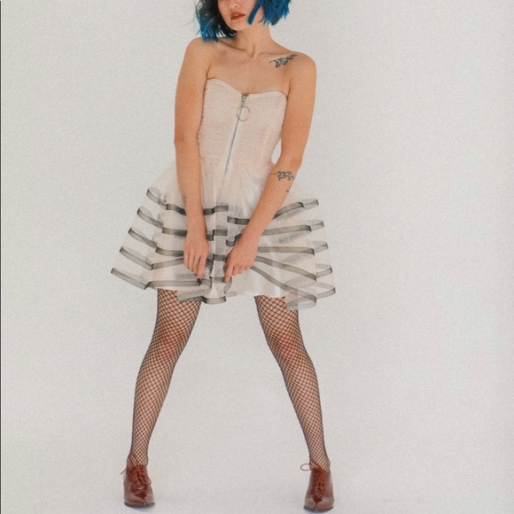 Betsey Johnson Tulle Film Noir Dress, ivory & blk